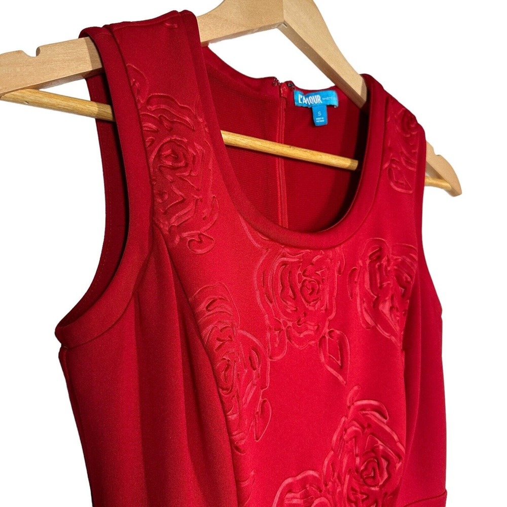 Nanette Lepore L'Amour Mini Dress Size S Red Sculptured Roses Date Going Out - Picture 8 of 10